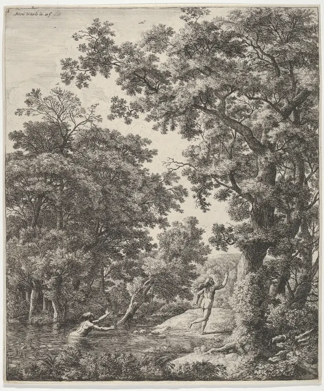 Landscape with Alpheus and Arethusa, from "Six Mythological Scenes" Wall Art by Anthonie Waterloo - High-Resolution Digital Print