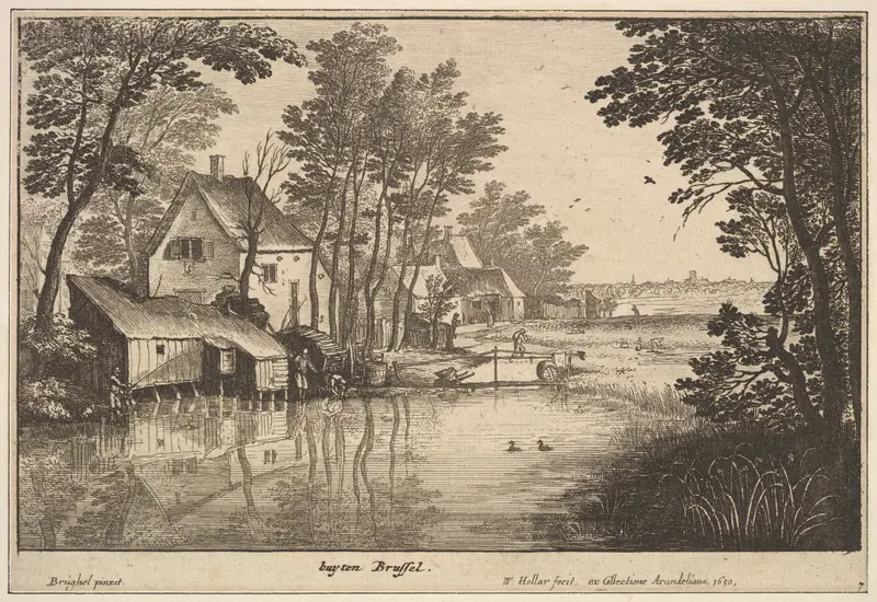 Landscape with an Angler Wall Art by Wenceslaus Hollar - High-Resolution Digital Print