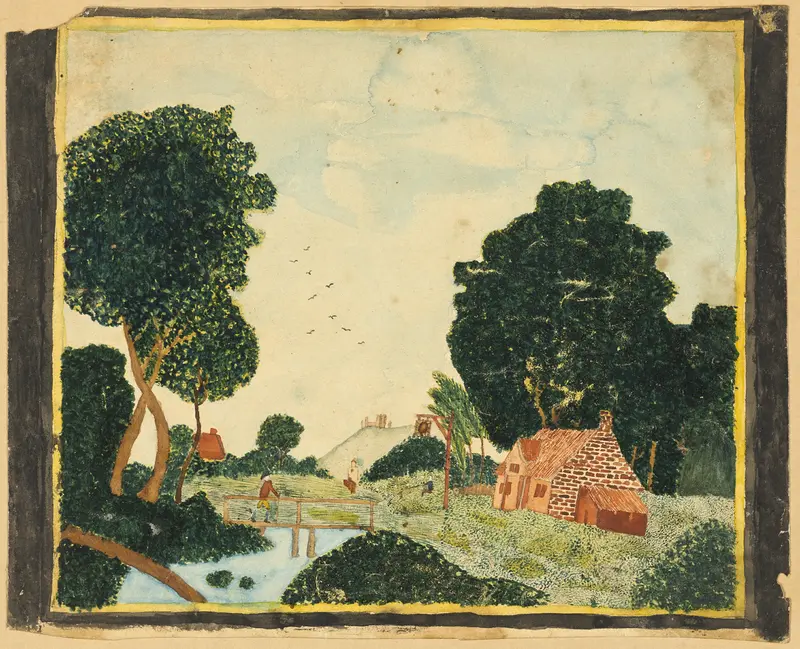 Landscape with an Inn and a Bridge Wall Art by Orra Louise White - High-Resolution Digital Print