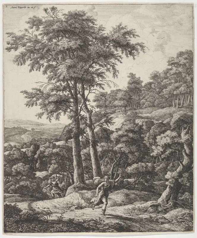 Landscape with Apollo and Daphne, from "Six Mythological Scenes" Wall Art by Anthonie Waterloo - High-Resolution Digital Print