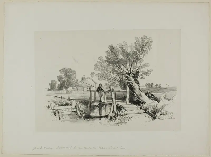 Landscape with Boy Fishing Wall Art by James Duffield Harding - High-Resolution Digital Print