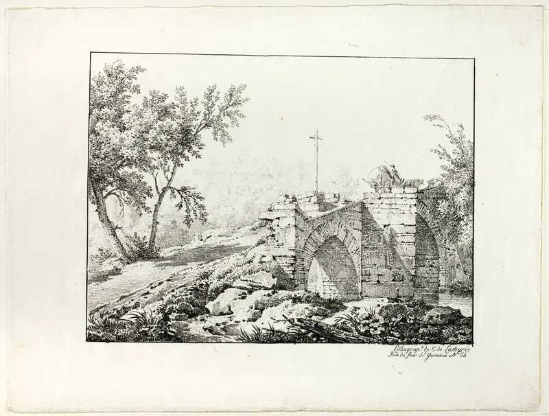 Landscape with Bridge Wall Art by Achille Etna Michallon - High-Resolution Digital Print