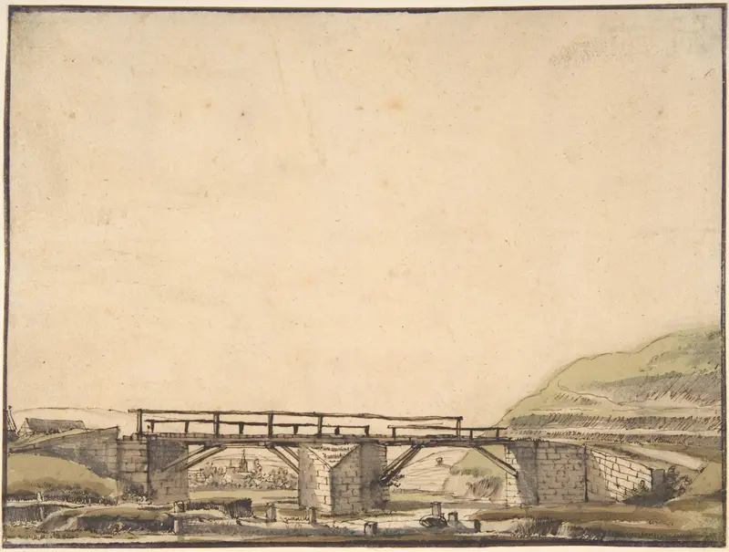 Landscape with Bridge Wall Art by Anthonie van Borssom - High-Resolution Digital Print