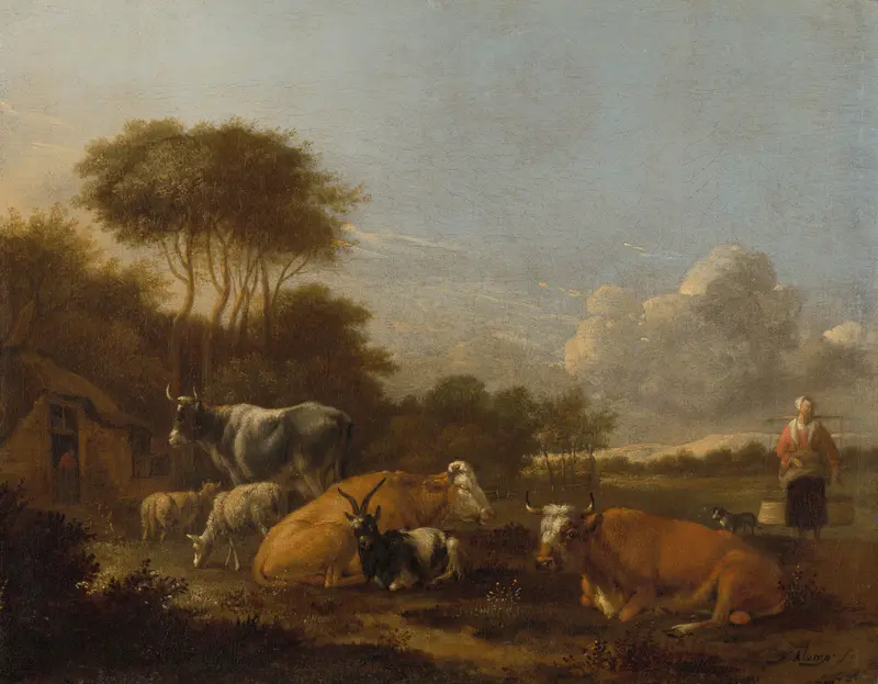 Landscape with Cattle Wall Art by Unknown - High-Resolution Digital Print