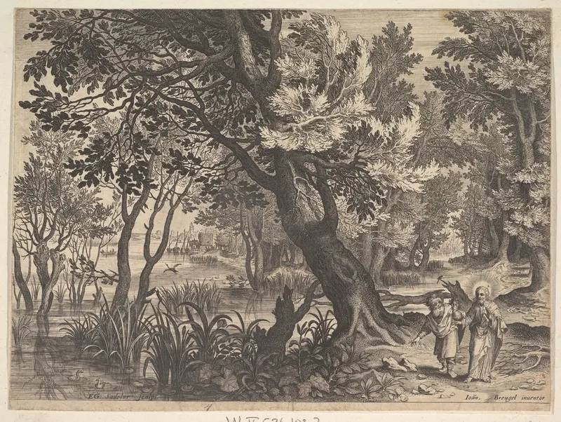 Landscape with Christ Tempted by the Devil Wall Art by Aegidius Sadeler II - High-Resolution Digital Print