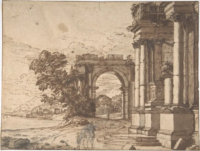 Landscape with Classical Architecture by a Lake