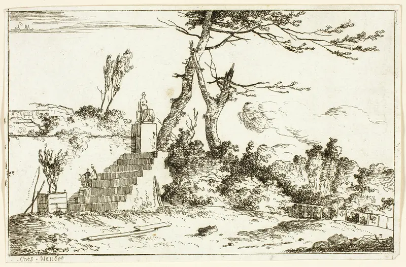 Landscape with Classical Statue Wall Art by Louis Gabriel Moreau - High-Resolution Digital Print