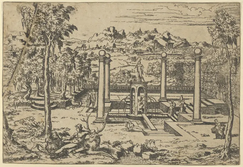 Landscape with Diana Resting Wall Art by Léon Davent - High-Resolution Digital Print