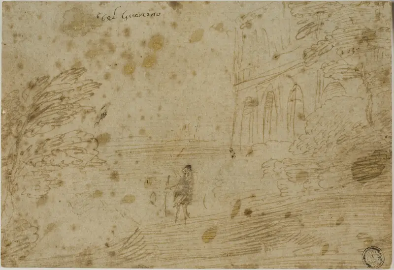 Landscape with Figure and House Wall Art by Unknown Bolognese - High-Resolution Digital Print