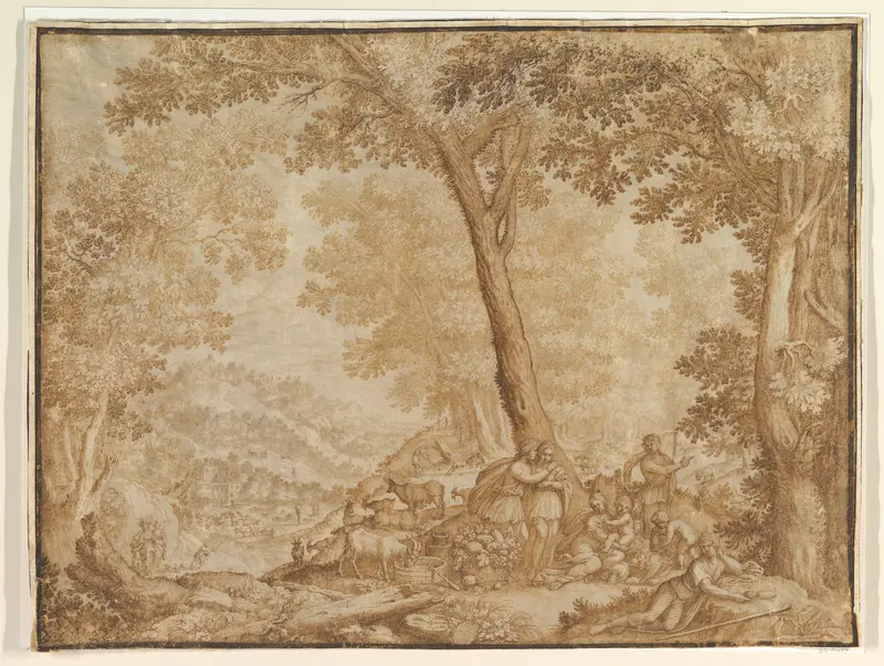 Landscape with Figures Wall Art by Anonymous, Italian, 17th century - High-Resolution Digital Print