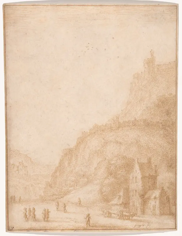 Landscape with Figures and Horses in the Foreground Wall Art by Gillis Neyts - High-Resolution Digital Print