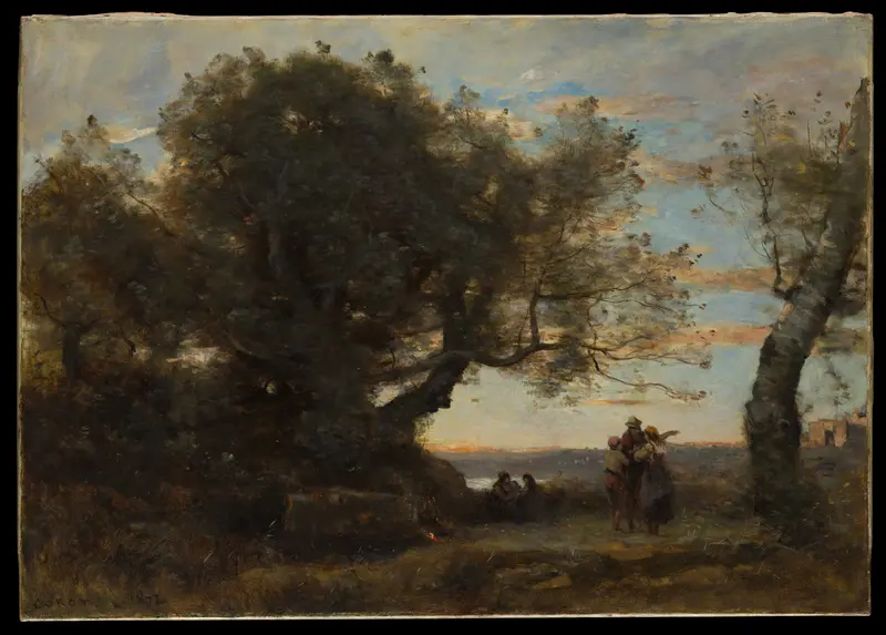 Landscape with Figures (Les Bohémiens) Wall Art by Camille Corot - High-Resolution Digital Print