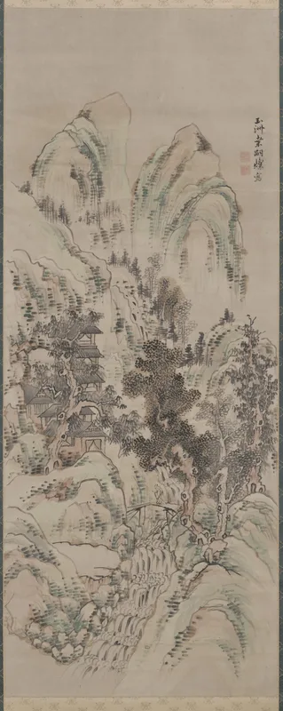 Landscape with Fisherman Outside a Cave Wall Art by Kuwayama Gyokushū - High-Resolution Digital Print