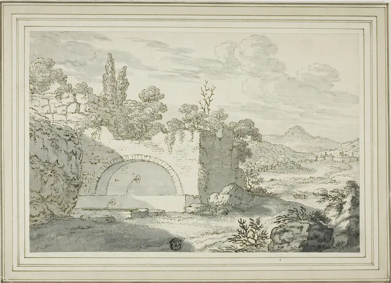 Landscape with Fountain Wall Art by Abraham Genoels, II - High-Resolution Digital Print