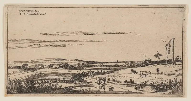 Landscape with Gallows (near Haarlem), from Landscapes Wall Art by Esaias van den Velde, I - High-Resolution Digital Print
