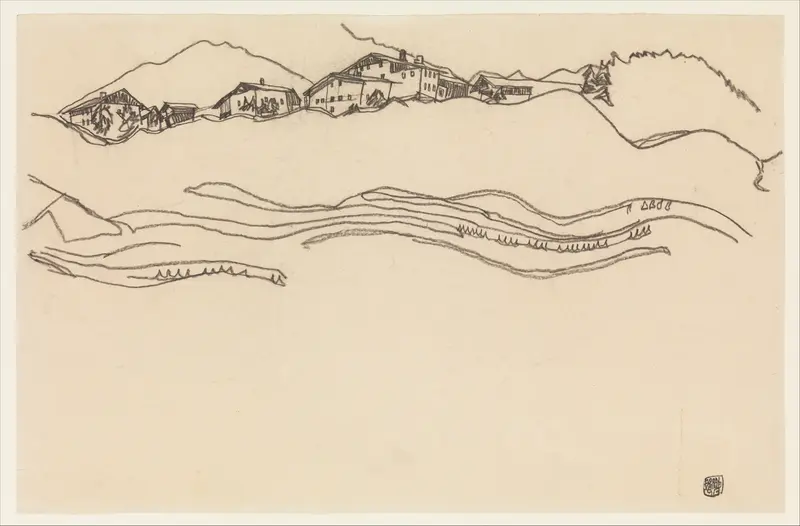 Landscape with Houses Wall Art by Egon Schiele - High-Resolution Digital Print