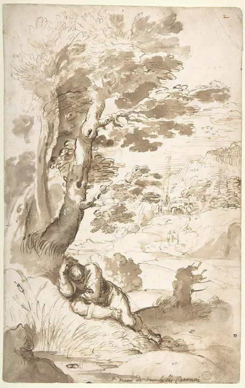 Landscape with Jacob Sleeping Wall Art by Annibale Carracci - High-Resolution Digital Print