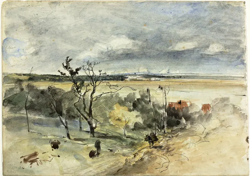 Landscape with Man on a Donkey (recto) Two Women in a Cafe (verso) Wall Art by Johan Barthold Jongkind - High-Resolution Digital Print