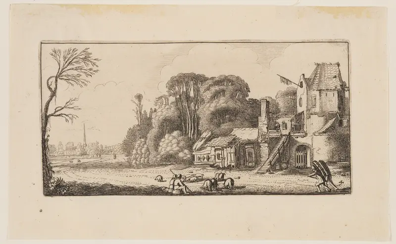 Landscape with Pigs and Two Peddlers, from Six Landscapes