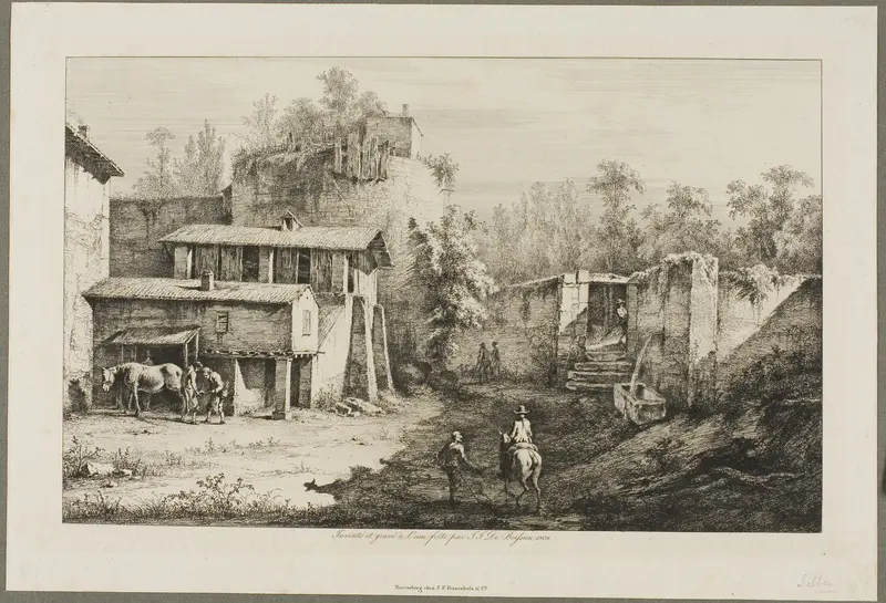 Landscape with Rider and Blacksmith Wall Art by Jean Jacques de Boissieu - High-Resolution Digital Print