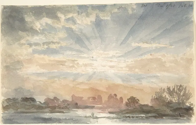 Landscape with rising sun, December 1, 1828, 8:30 a.m. Wall Art by Joseph Michael Gandy - High-Resolution Digital Print