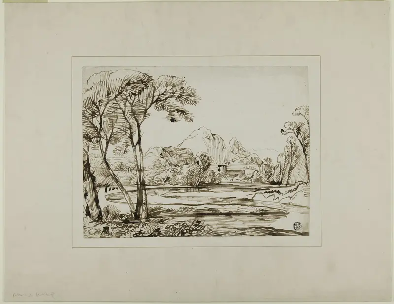 Landscape with River and Distant Hills Wall Art by Franz Kobell - High-Resolution Digital Print