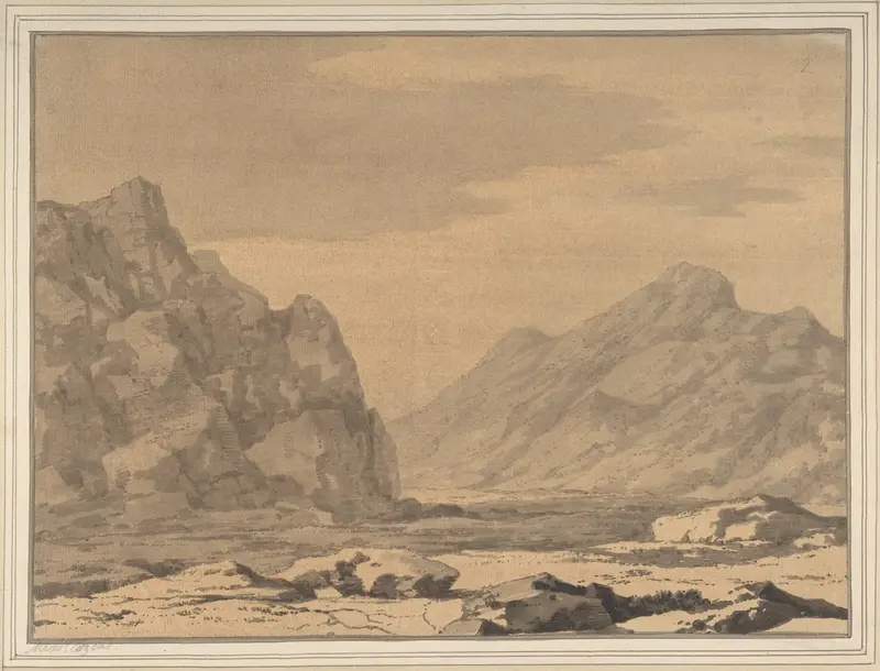 Landscape with Riverbed and Mountains Wall Art by Alexander Cozens - High-Resolution Digital Print