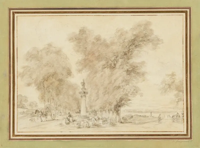 Landscape with Road and Monument Wall Art by Jean Honoré Fragonard - High-Resolution Digital Print