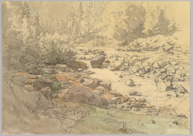 Landscape with Rocks in a River (near Kronau?) Wall Art by Eduard Peithner von Lichtenfels - High-Resolution Digital Print