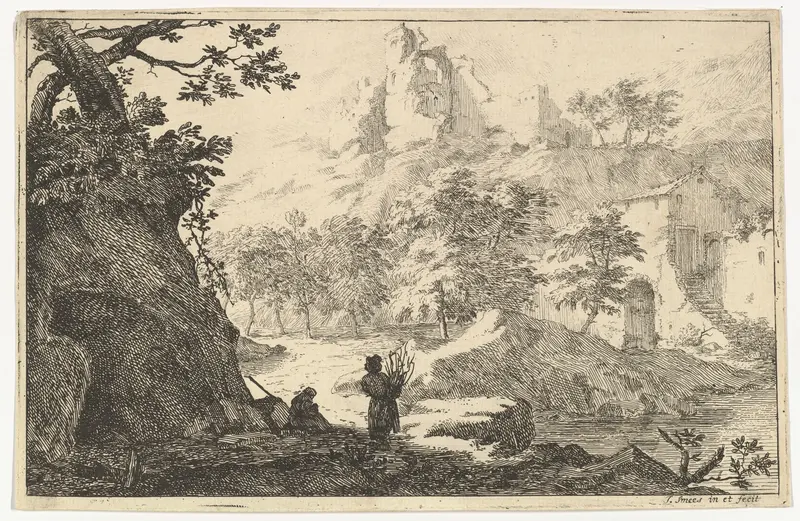 Landscape with Ruins of a Castle on a Hill Wall Art by Jan Smees - High-Resolution Digital Print