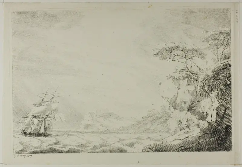 Landscape with Sailing Ship Wall Art by Johann Joseph Chapuy - High-Resolution Digital Print