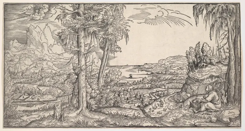 Landscape with Saint John the Evangelist Wall Art by Virgil Solis - High-Resolution Digital Print