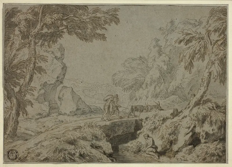 Landscape with Satyr, Goats and Other Figures Wall Art by Abraham Genoels, II - High-Resolution Digital Print