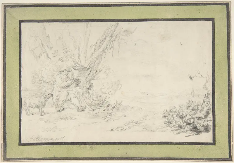 Landscape with Seated Shepherd and Dog Wall Art by Jean Pillement - High-Resolution Digital Print