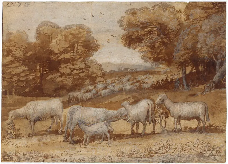 Landscape with Sheep Wall Art by Claude Lorrain (Claude Gellée) - High-Resolution Digital Print