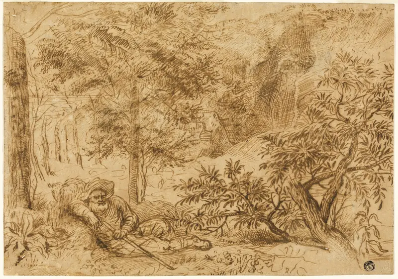 Landscape with Shepherd Sleeping under Tree Wall Art by Jan Lievens - High-Resolution Digital Print