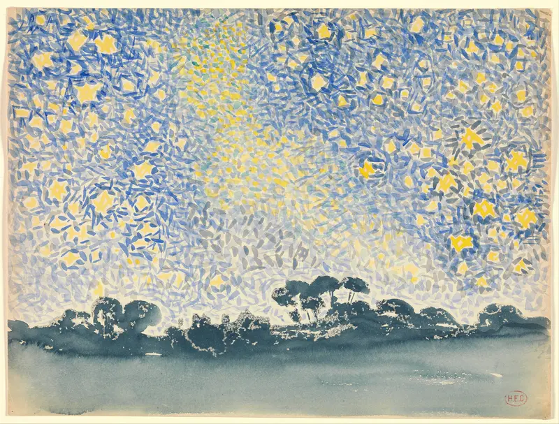 Landscape with Stars Wall Art by Henri-Edmond Cross (Henri-Edmond Delacroix) - High-Resolution Digital Print