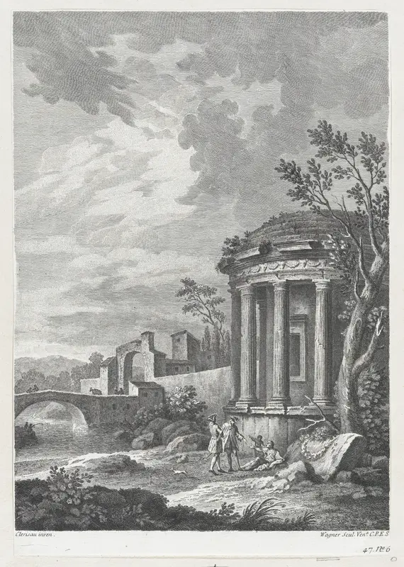 Landscape with Temple Wall Art by Joseph Wagner - High-Resolution Digital Print