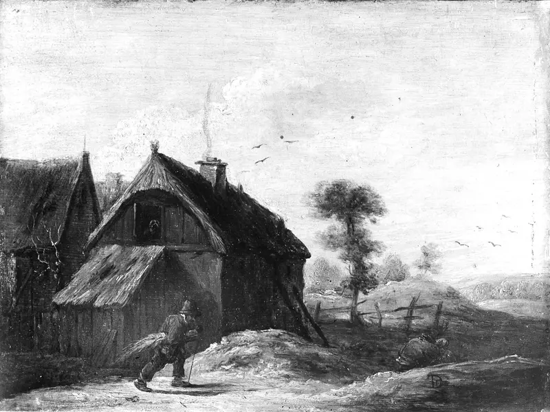 Landscape with Thatched Cottages Wall Art by David Teniers the Younger - High-Resolution Digital Print