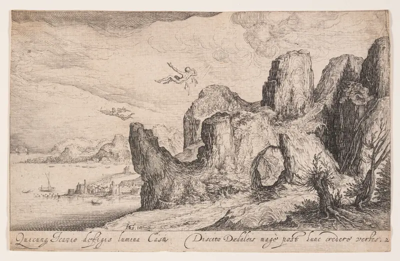 Landscape with the Fall of Icarus, from Landscapes Wall Art by Jacob de Gheyn, II - High-Resolution Digital Print