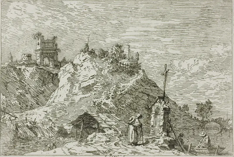 Landscape with the Pilgrim at Prayer, from Vedute Wall Art by Canaletto - High-Resolution Digital Print