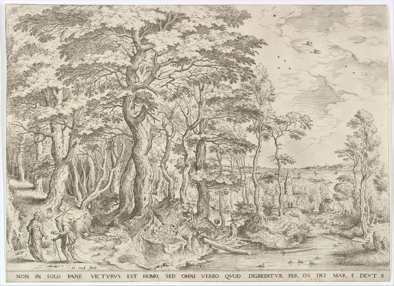 Landscape with the Temptation of Christ Wall Art by Hieronymus Cock - High-Resolution Digital Print
