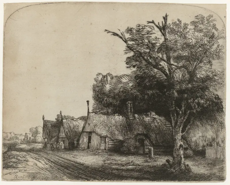 Landscape with Three Cottages along a Road Wall Art by Unknown - High-Resolution Digital Print
