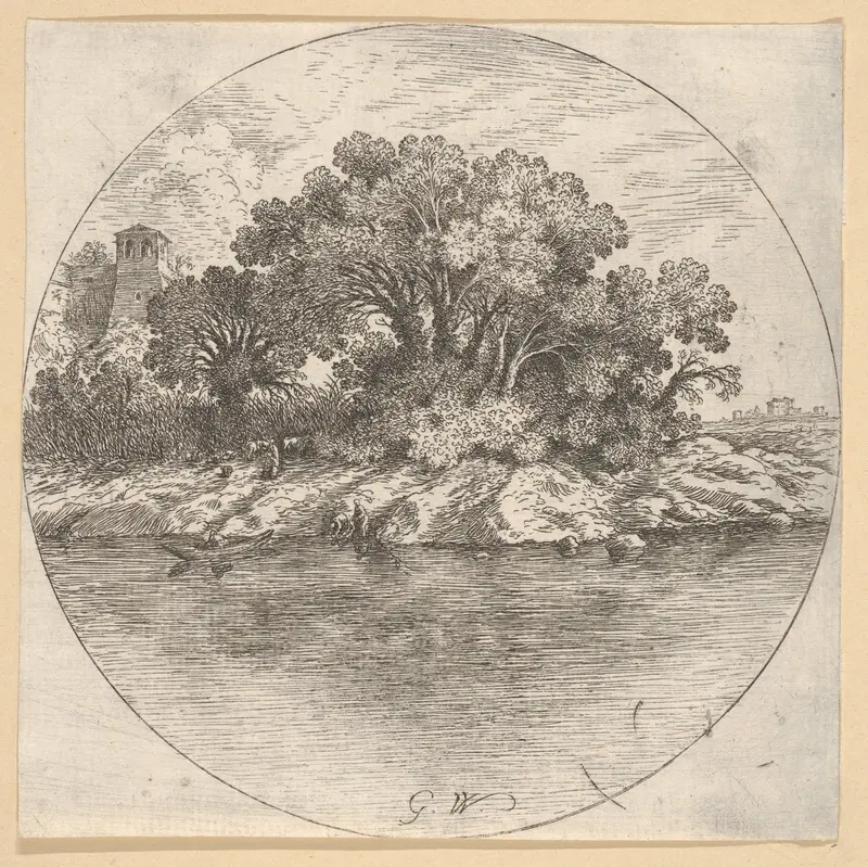 Landscape with Trees by the Water Wall Art by Goffredo Wals - High-Resolution Digital Print