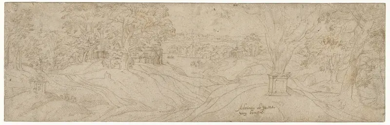 Landscape with Two Altars or Beacons Wall Art by Adriaan de Weerdt - High-Resolution Digital Print