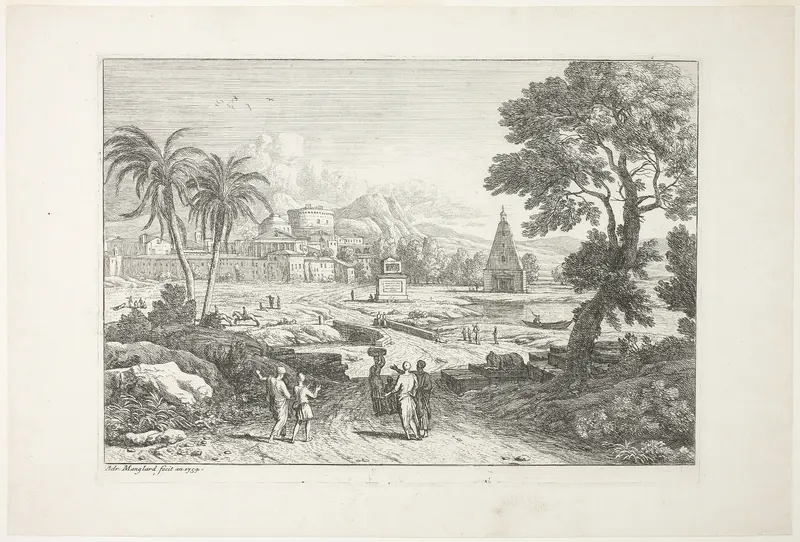Landscape with Two Palms Wall Art by Adrien Manglard - High-Resolution Digital Print