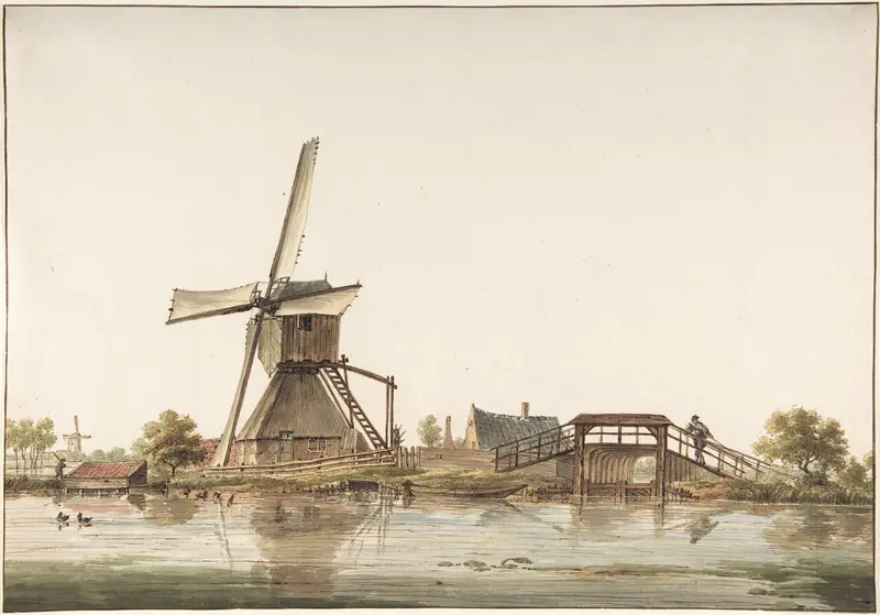 Landscape with Windmill Wall Art by Anthonie Erkelens - High-Resolution Digital Print