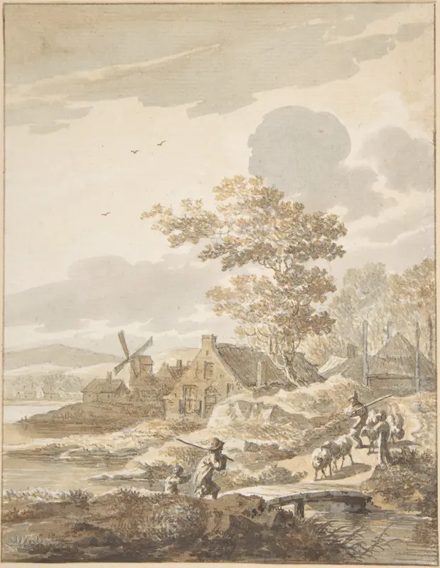 Landscape with Windmill Wall Art by Anonymous, Dutch, 18th century - High-Resolution Digital Print