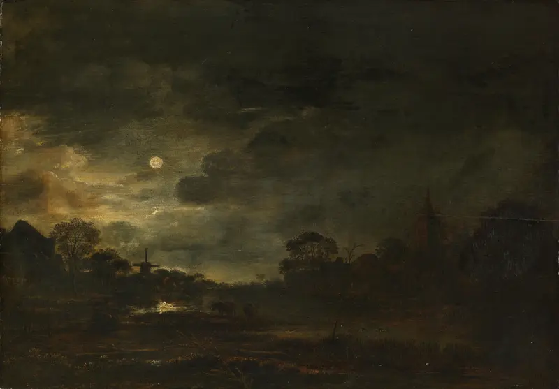 Landschap bij maanlicht Wall Art by Unknown - High-Resolution Digital Print