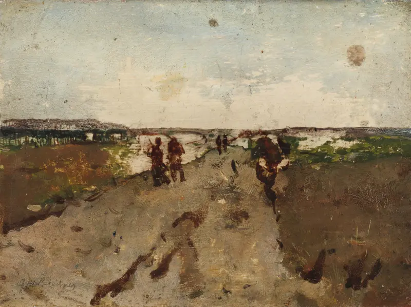 Landschap bij Waalsdorp met soldaten op manoeuvre Wall Art by Unknown - High-Resolution Digital Print